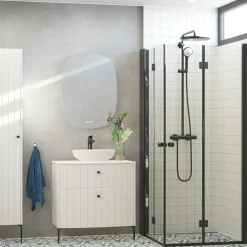 Scanbad Match foldbar brusedør 99x200 cm mat sort - OBS kun 1 stk.