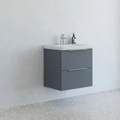 Scanbad Multo badmøbel m/Lazuli vask, 2 skuffer grå mat 62,7 cm