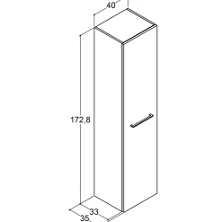 Scanbad Multo+ højskab 175x40x35 mat grå