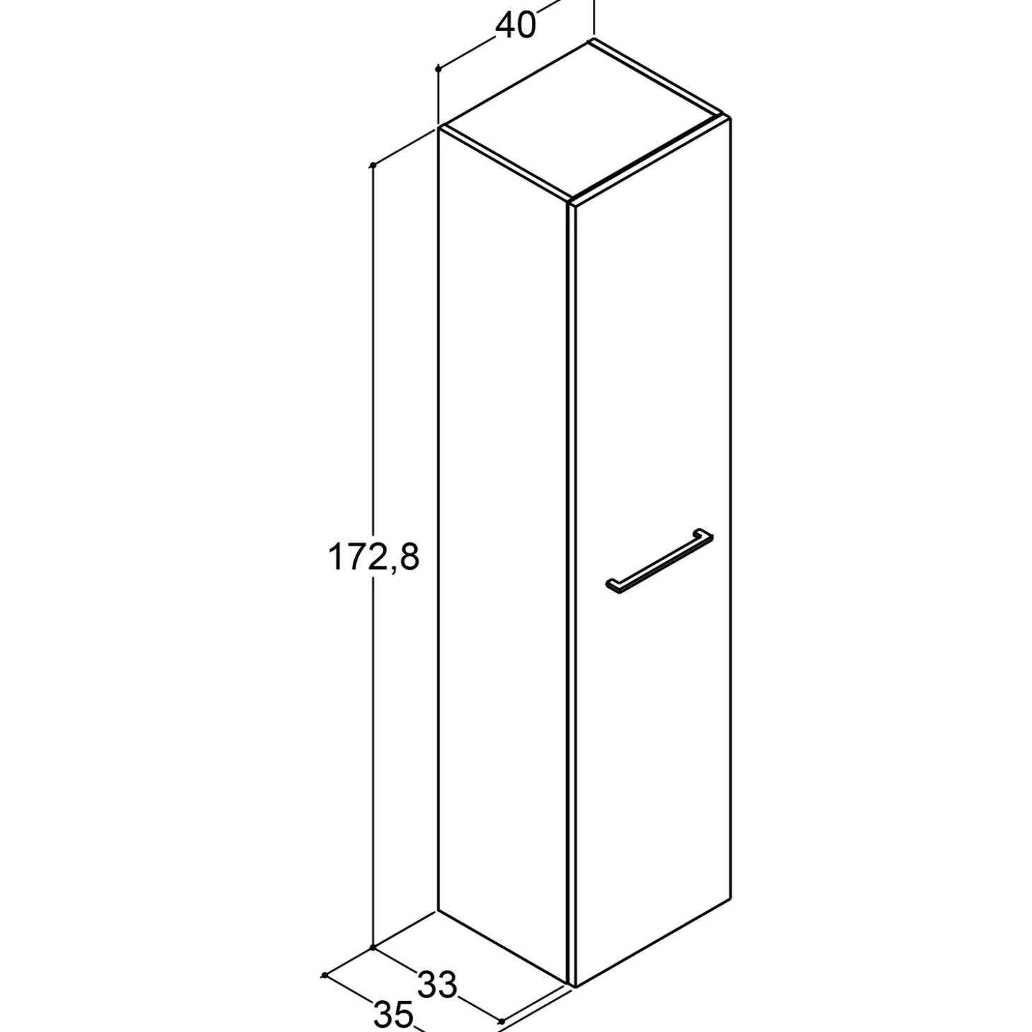 Scanbad Multo+ højskab 175x40x35 mat grå