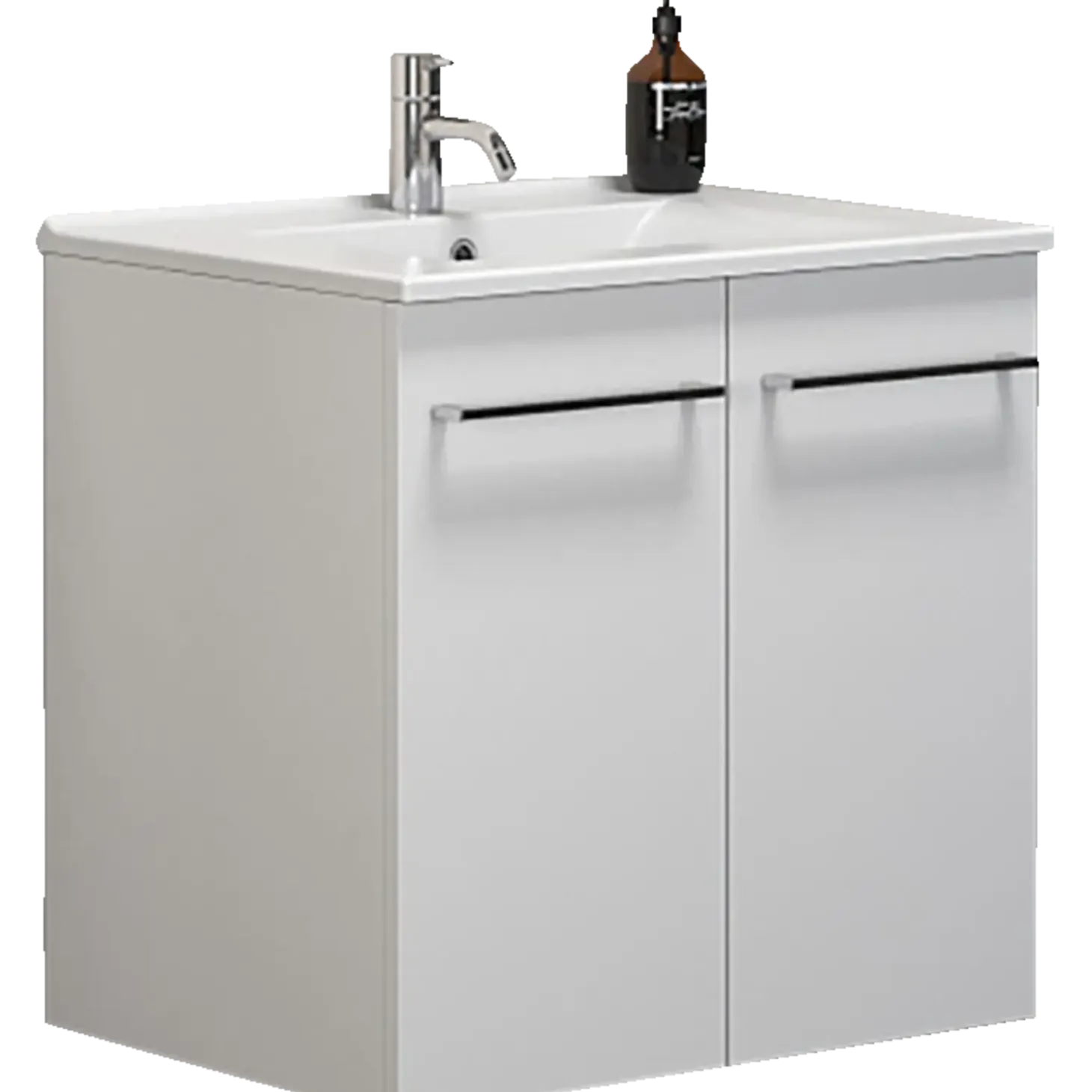 Scanbad Multo vaskeskab 61 cm m/låger inkl. Amber vask, hvid højglans