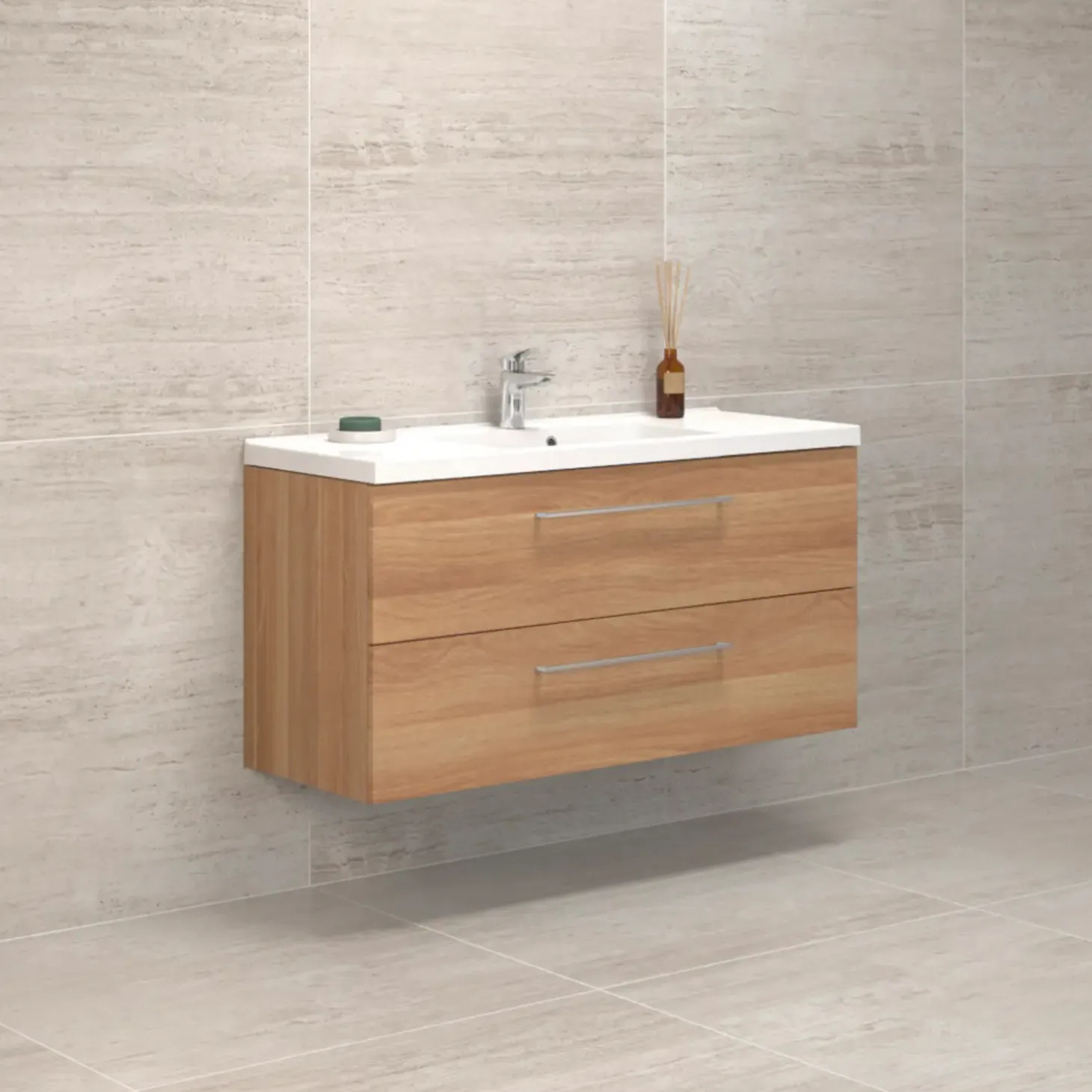 Scanbad Multo vaskeskab m/Aura marmorvask 120x62x45 cm varm eg