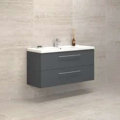 Scanbad Multo+ vaskeskab m/Aura vask og skuffer 120 cm, mat grå
