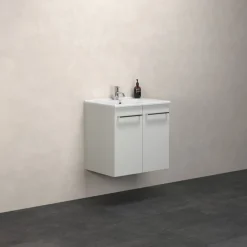 Scanbad Multo vaskeskab m/låger 61 cm inkl. Amber vask , hvid mat