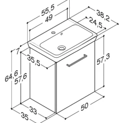 Scanbad Multo+ vaskeskab m/Lotto vask 55 cm mat hvid