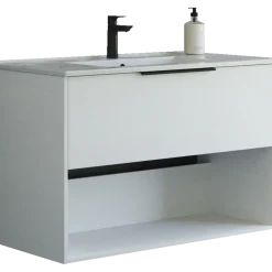 Scanbad NOW vaskeskab m/én skuffe og åbent rum 65,8x81x45,5 cm mat hvid glat front