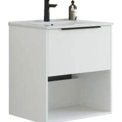 Scanbad NOW vaskeskab m/én skuffe og åbent rum 65,8x81x45,5 cm mat hvid glat front