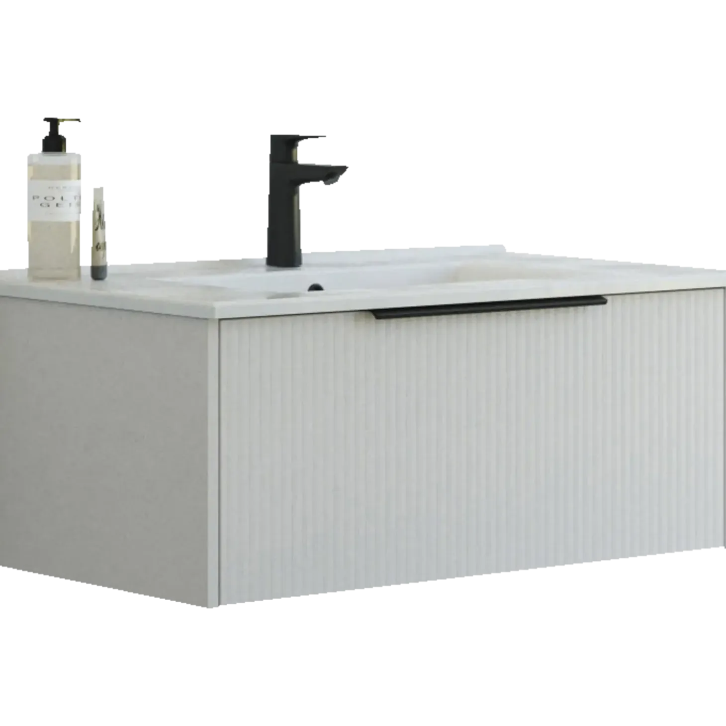 Scanbad NOW vaskeskab m/én skuffe 33,8x61x45,5 cm mat sand stribet front