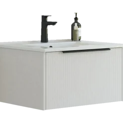 Scanbad NOW vaskeskab m/én skuffe 33,8x61x45,5 cm mat sand stribet front