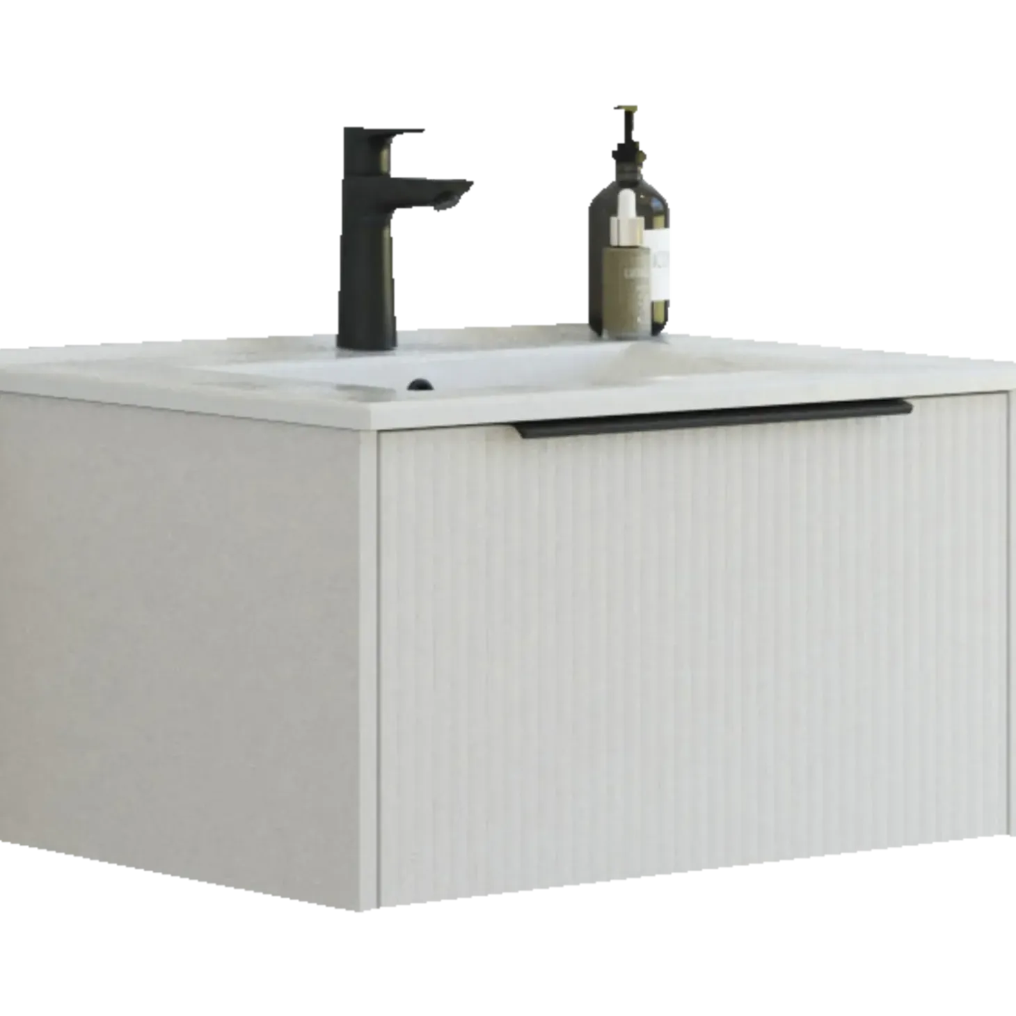 Scanbad NOW vaskeskab m/én skuffe 33,8x61x45,5 cm mat sand stribet front