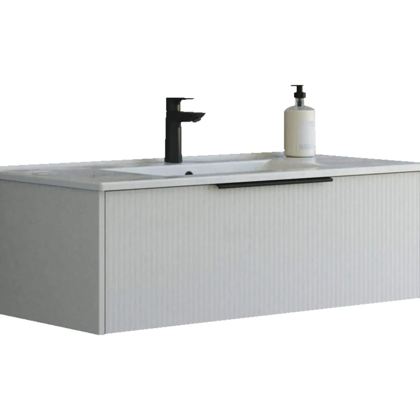 Scanbad NOW vaskeskab m/én skuffe 33,8x61x45,5 cm mat sand stribet front