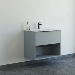 Scanbad NOW vaskeskab m/én skuffe og åbent rum 65,8x81x45,5 cm mat lyseblå glat front