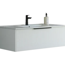 Scanbad NOW vaskeskab m/én skuffe 33,8x61x45,5 cm mat hvid stribet front
