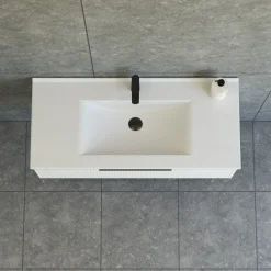 Scanbad NOW vaskeskab m/én skuffe 33,8x61x45,5 cm mat hvid stribet front
