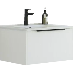Scanbad NOW vaskeskab m/én skuffe 33,8x61x45,5 cm mat hvid stribet front