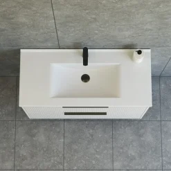 Scanbad NOW vaskeskab m/to skuffer 65,8x81x45,5 cm, mat sand stribet front