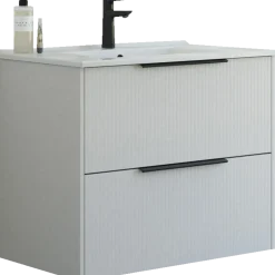 Scanbad NOW vaskeskab m/to skuffer 65,8x81x45,5 cm, mat sand stribet front