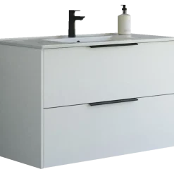 Scanbad NOW vaskeskab m/to skuffer 65,8x81x45,5 cm mat hvid glat front