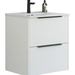 Scanbad NOW vaskeskab m/to skuffer 65,8x81x45,5 cm, mat hvid stribet front