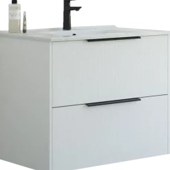 Scanbad NOW vaskeskab m/to skuffer 65,8x81x45,5 cm, mat hvid stribet front