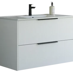 Scanbad NOW vaskeskab m/to skuffer 65,8x81x45,5 cm, mat hvid stribet front
