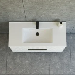 Scanbad NOW vaskeskab m/to skuffer 65,8x81x45,5 cm, mat hvid stribet front