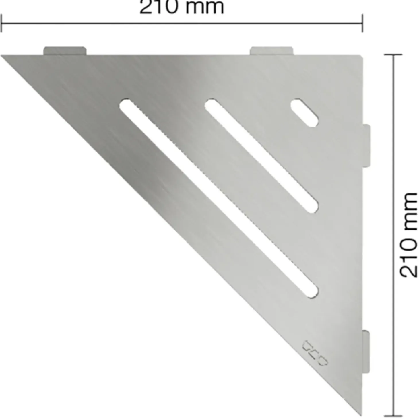 Schlüter Wave sæbehylde trekantet børstet rustfrit stål 210x210 mm