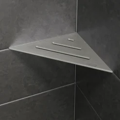 Schlüter Wave sæbehylde trekantet børstet rustfrit stål 210x210 mm