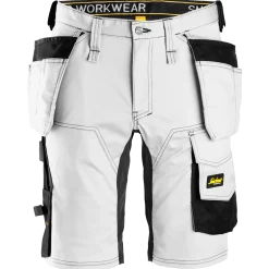Snickers Allroundwork arbejdsshorts med hylsterlommer stretch hvid/sort str. 54