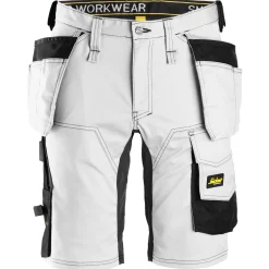 Snickers Allroundwork arbejdsshorts med hylsterlommer stretch hvid/sort str. 54