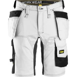 Snickers Allroundwork arbejdsshorts med hylsterlommer stretch hvid/sort str. 54