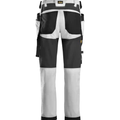 Snickers Allroundwork arbejdsbukser med hylsterlommer stretch hvid/sort str. 48