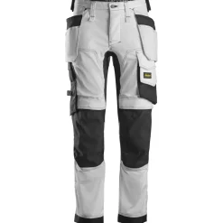 Snickers Allroundwork arbejdsbukser med hylsterlommer stretch hvid/sort str. 48