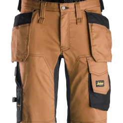 Snickers Allroundwork arbejdsshorts med hylsterlommer stretch brun/sort str. 50