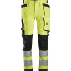 Snickers Allroundwork arbejdsbukser med hylsterlommer stretch klasse 2 hi-vis gul/sort str. 56