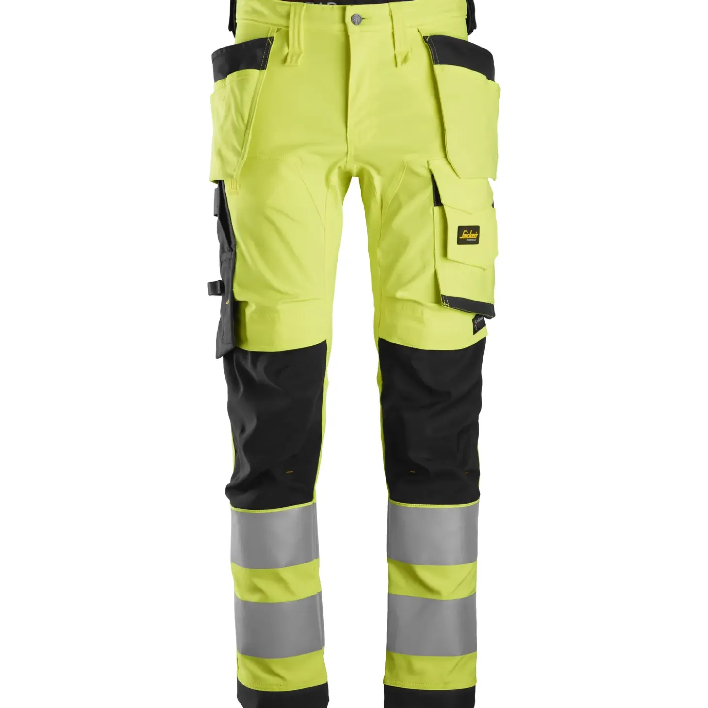 Snickers Allroundwork arbejdsbukser med hylsterlommer stretch klasse 2 hi-vis gul/sort str. 56
