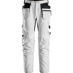 Snickers Allroundwork arbejdsbukser med hylsterlommer Canvas+ stretch hvid str. 52