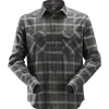 Snickers Allroundwork flannelskjorte med lange ærmer ternet gråmeleret str. 2XL
