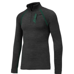 Snickers Flexiwork t-shirt langærmet uld sømløs mørk gråmeleret str. L
