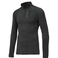 Snickers Flexiwork t-shirt langærmet uld sømløs mørk gråmeleret str. L