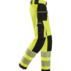 Snickers hi-vis stretch arbejdsbukser med hylsterlommer gul/sort str. 60