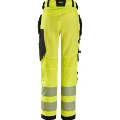 Snickers hi-vis stretch arbejdsbukser med hylsterlommer gul/sort str. 60