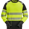 Snickers hi-vis sweatshirt gul/sort str. L