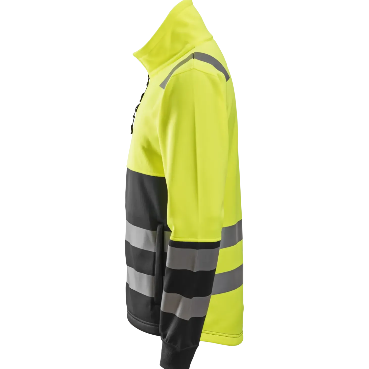 Snickers hi-vis trøje med gennemgående lynlås, klasse 2 gul/sort str. XL