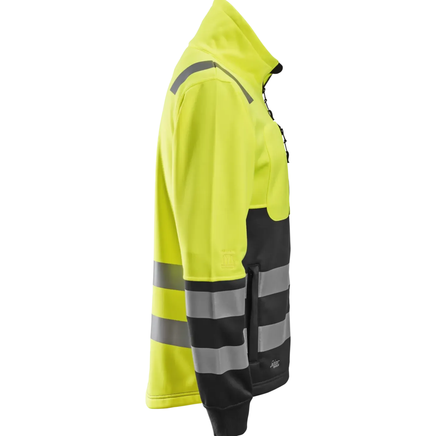 Snickers hi-vis trøje med gennemgående lynlås, klasse 2 gul/sort str. XL