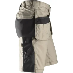 Snickers Håndværker shorts med hylsterlommer ripstop khaki/sort str. 52
