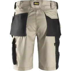 Snickers Håndværker shorts med hylsterlommer ripstop khaki/sort str. 52