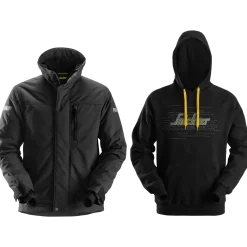 Snickers workpack pilejakke + hættetrøje sort 3XL