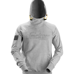 Snickers Workwear hættetrøje logo lys gråmeleret str. S