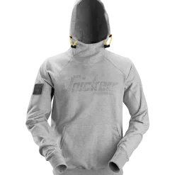 Snickers Workwear hættetrøje logo lys gråmeleret str. S